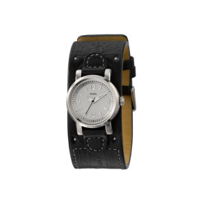 Horlogeband Fossil JR1010 Onderliggend Leder Zwart 12mm